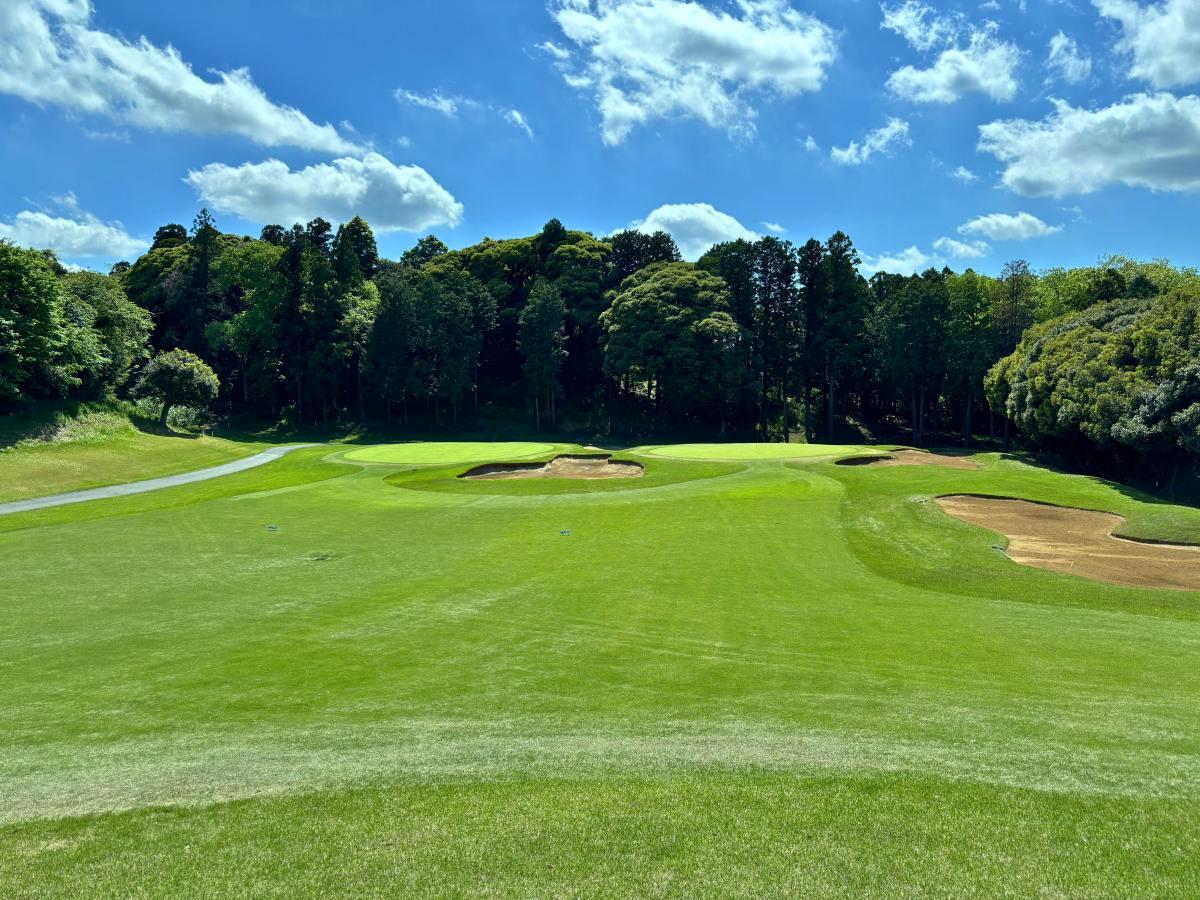 バンカーに囲まれた4番ホールの2グリーン