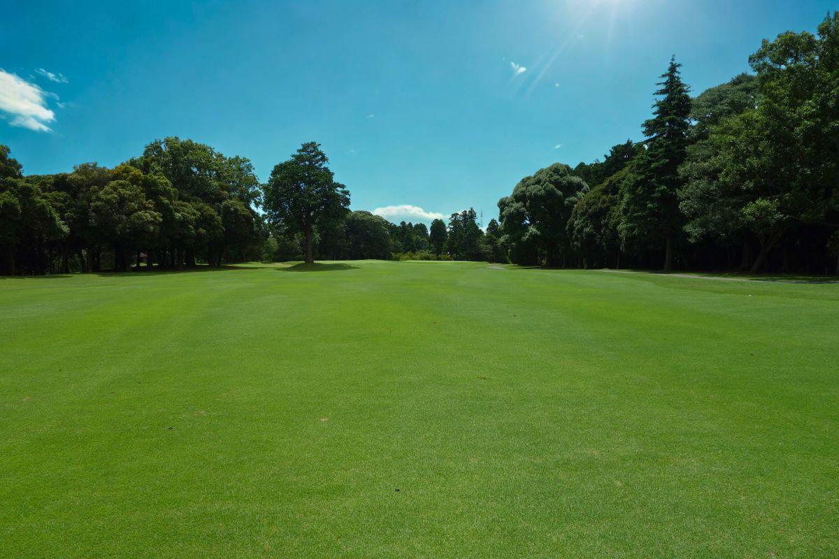 グリーンを望む1番ホールのセカンド地点