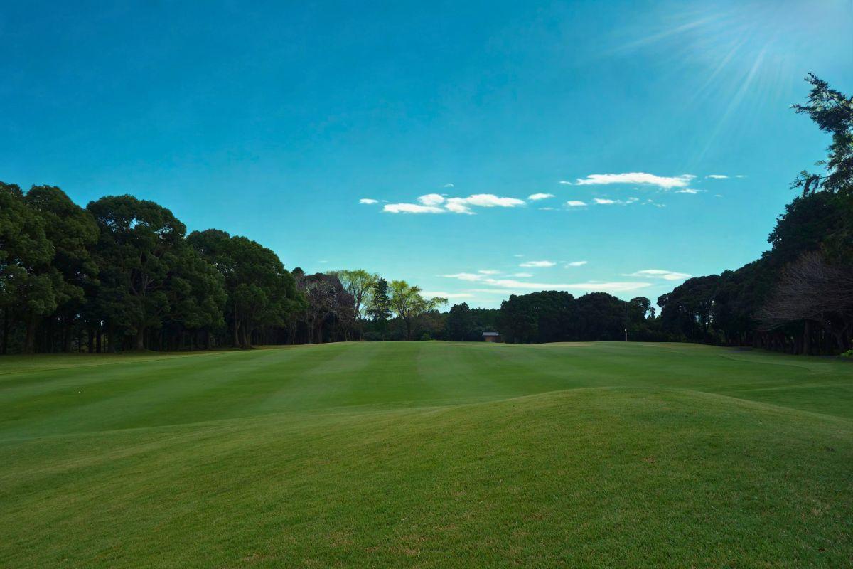 やや打ち上げとなる11番ホールのセカンド地点