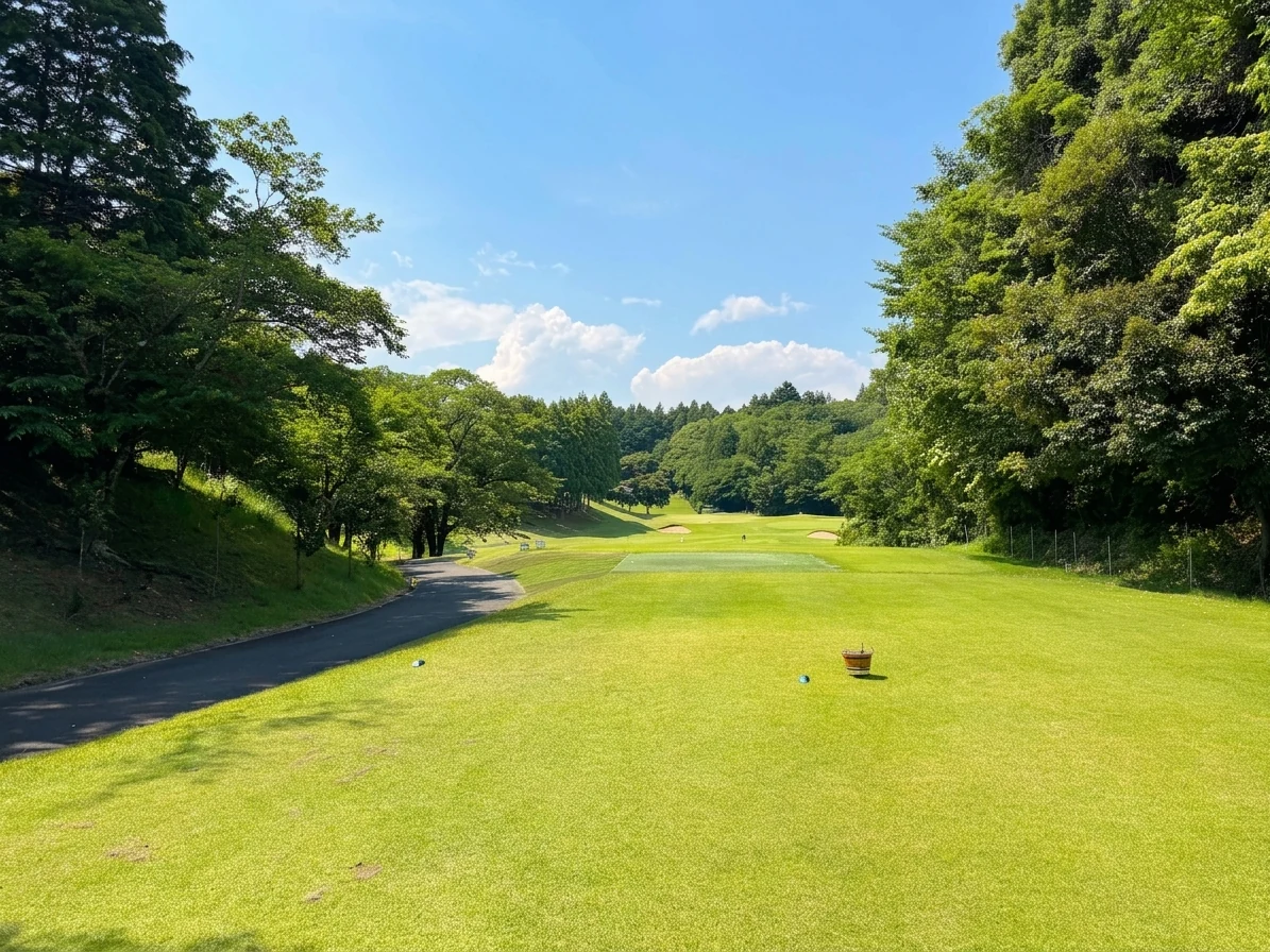 東6番ホール（153Y・Par3）やや打ち下ろしのティーショット方向