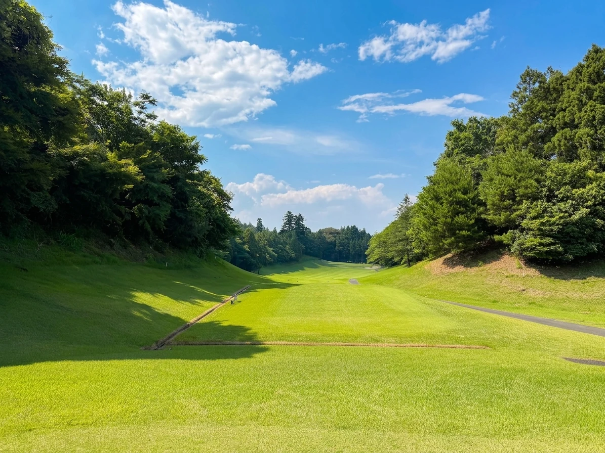 東8番ホール（398Y・Par4）ティーショット方向