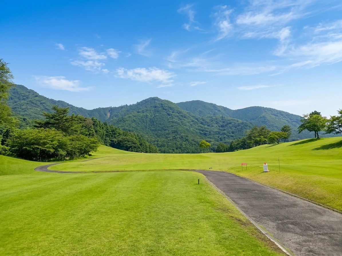 南1番ホール（399Y・Par4）打ち下ろしのティーショット方向