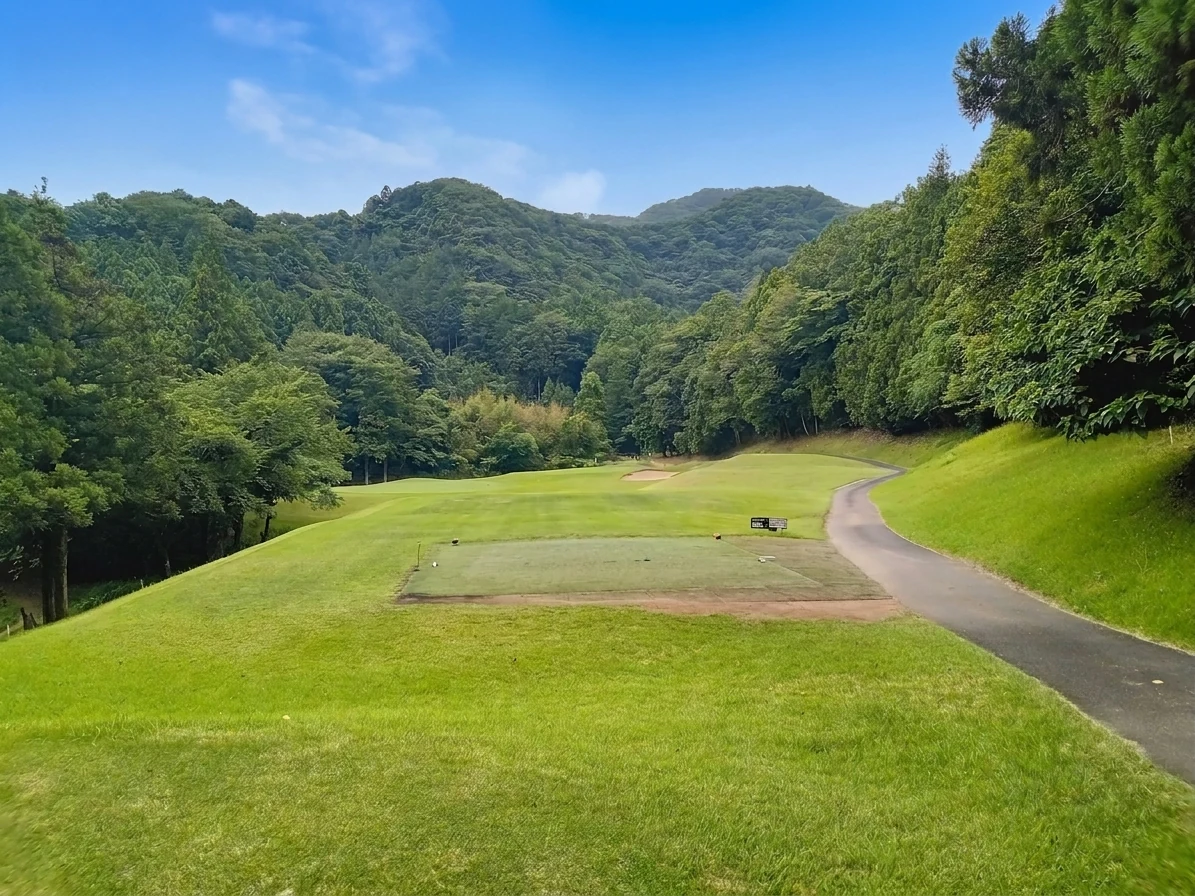 南2番ホール（116Y・Par3）やや打ち下ろしのティーショット方向