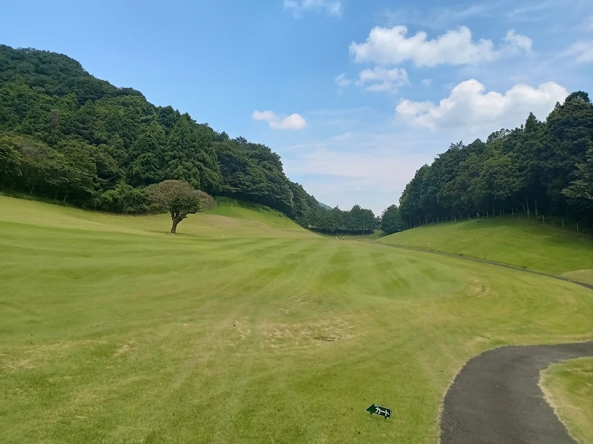 南7番ホール（336Y・Par4）クリーク越えのティーショット方向