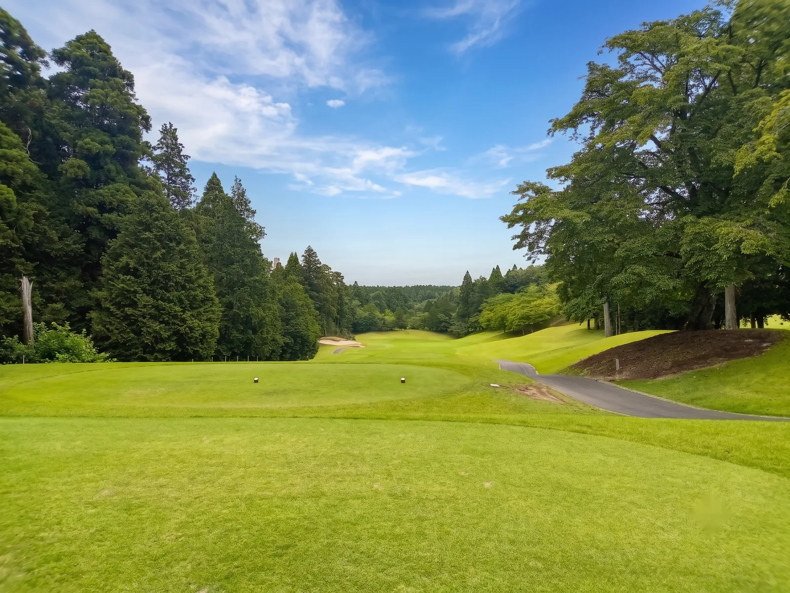 東コース3番ホール（400Y・Par4）左ドッグレッグのティーショット方向