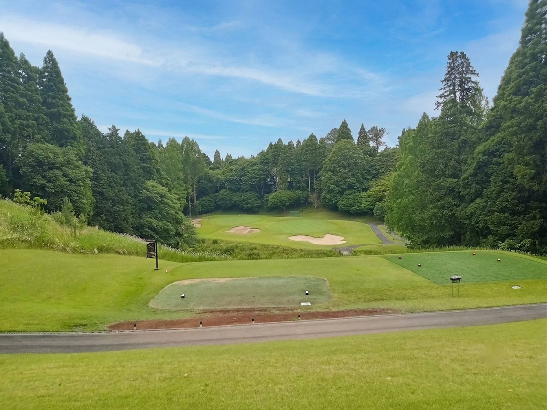 東コース8番ホール（166Y・Par3）打ち下ろしのティーショット方向