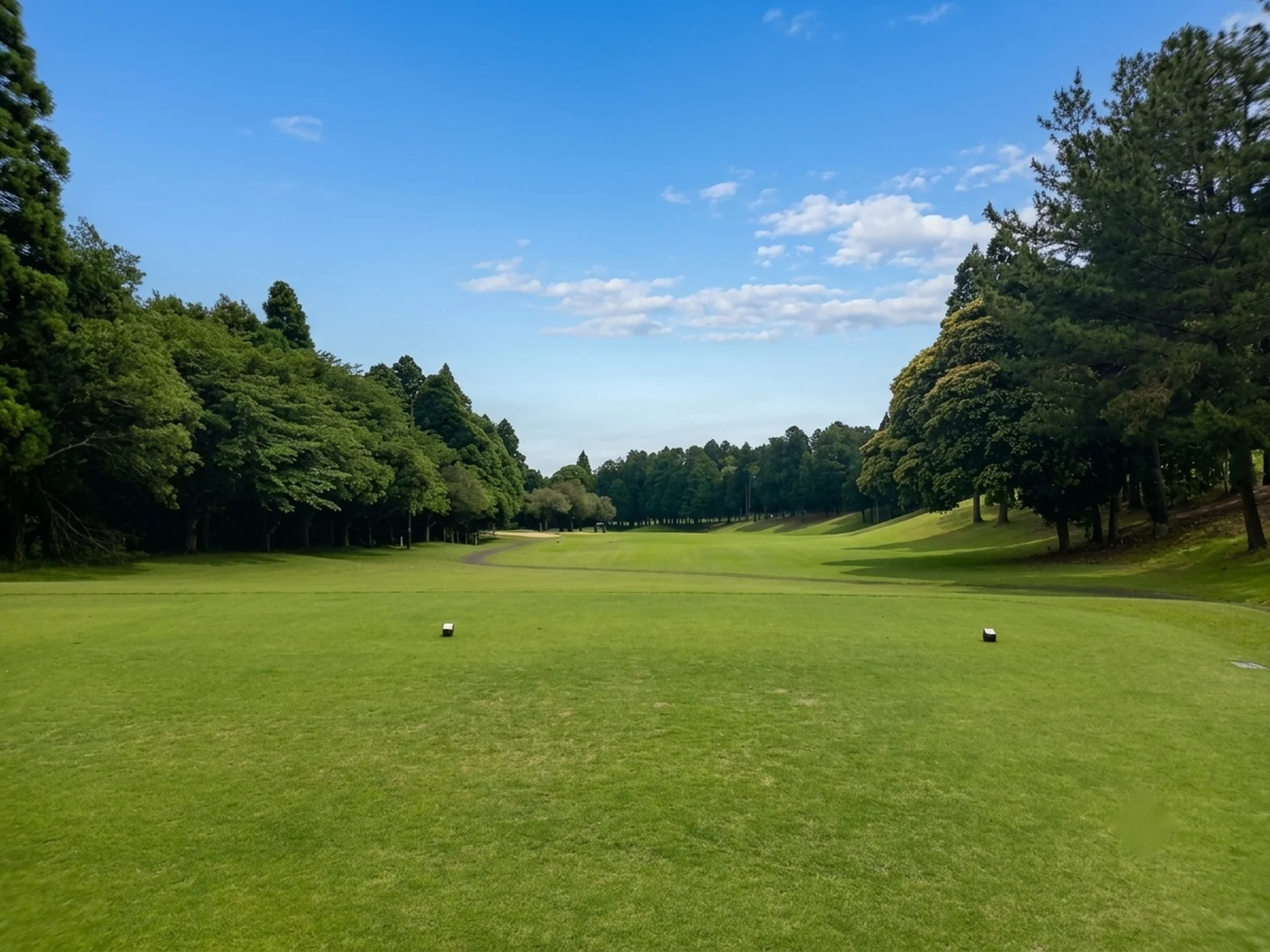 東コース12番ホール（518Y・Par5）左ドッグレッグのティーショット方向