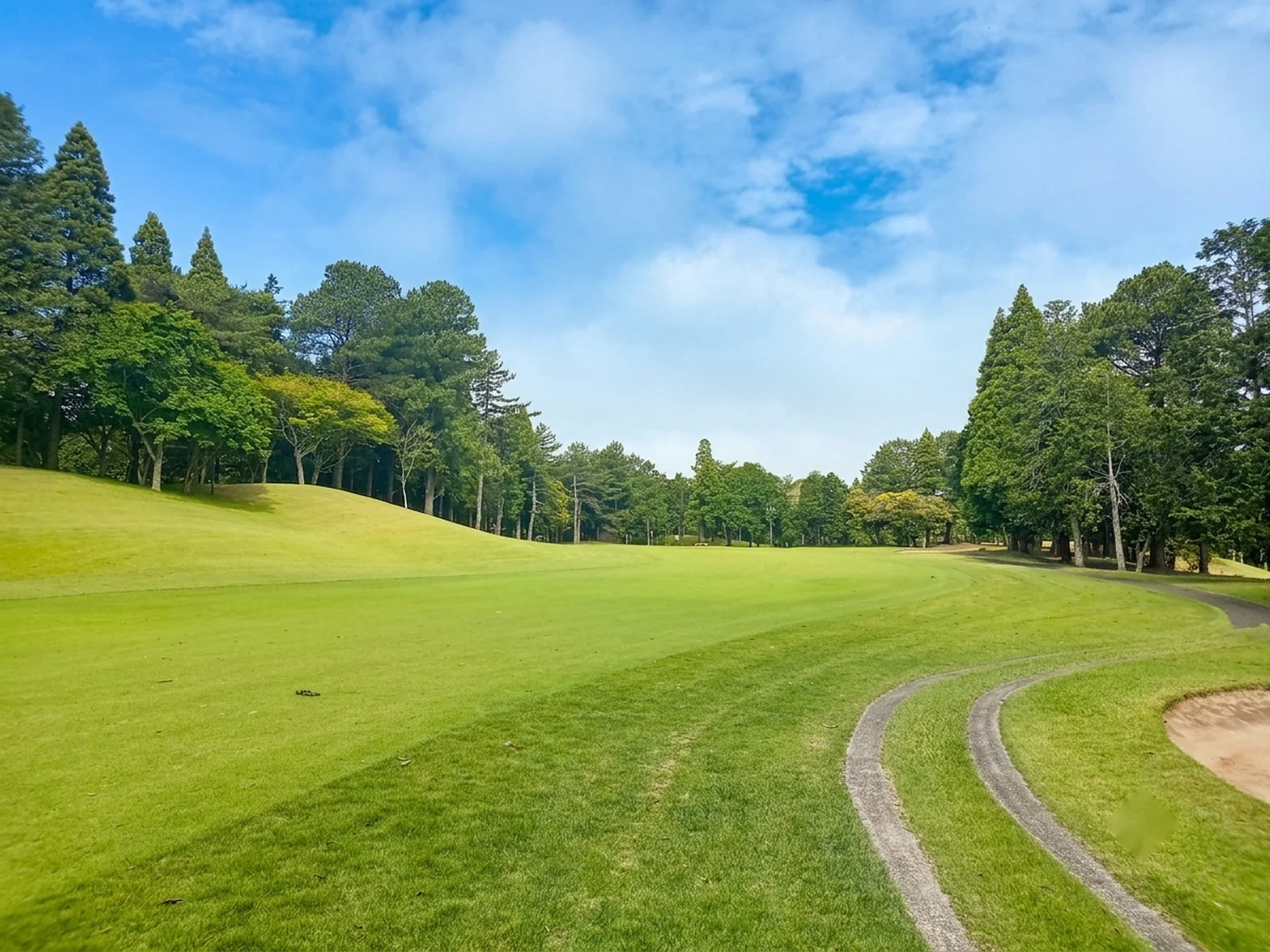 東コース13番ホール 2打目地点からグリーン方向